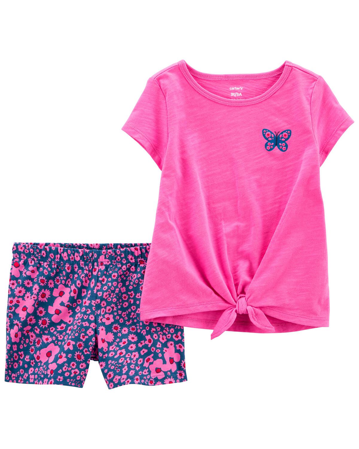 Baby 2-Piece Butterfly Tie-Front Tee & Short Set