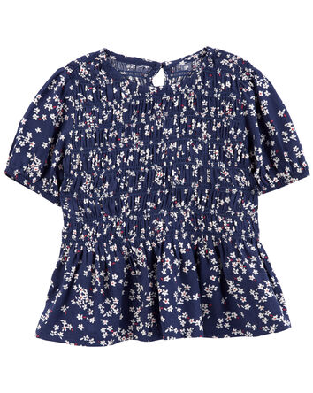 Baby Floral Twill Peplum Top, 
