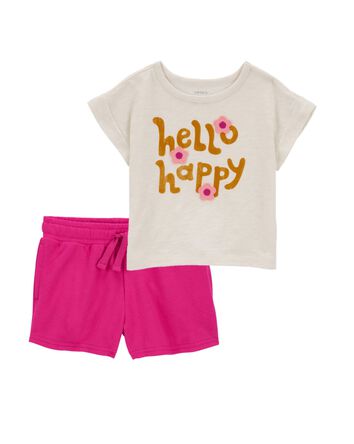 Toddler 2-Piece Hello Happy Tee & Pull-On Shorts Set, 