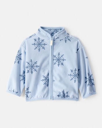 Baby Girl Snowflake Microfleece Zip-Up Jacket - Blue, 