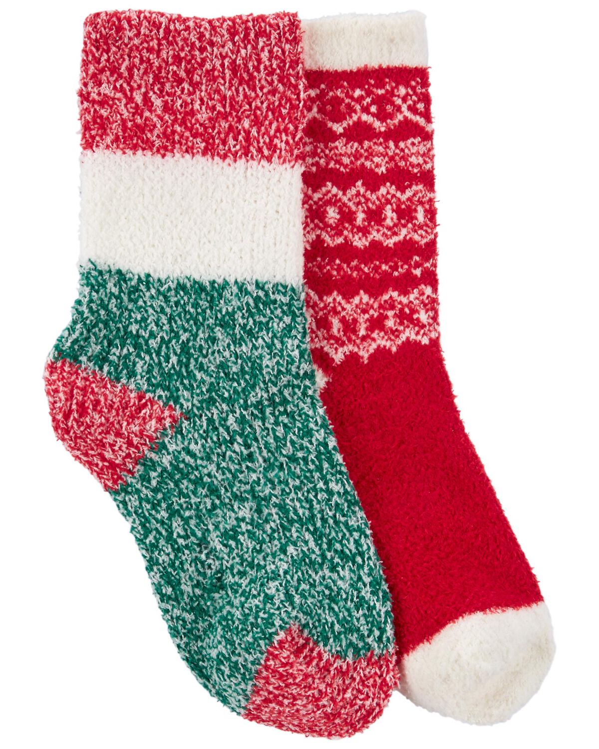 Red/White Kid 2-Pack Cozy Christmas Socks | carters.com