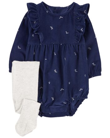 Baby 2-Piece Corduroy Bubble & Tights Set, 