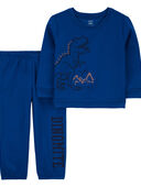Blue - Toddler 2-Piece Dinosaur French Terry Pajama Set