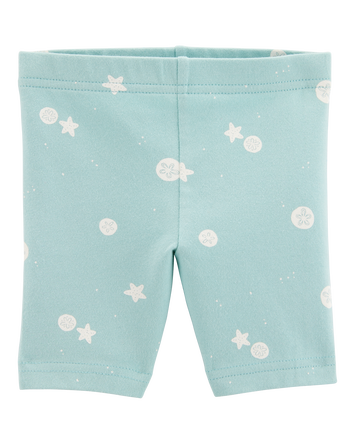 Toddler Sea Print Bike Shorts - Green, 