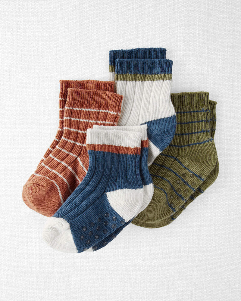 Baby 4-Pack Slip Resistant Socks in Stripes, image 1 of 3 slides