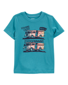 Toddler Fire Truck Short-Sleeve Graphic Tee - Teal, image 1 of 3 slides