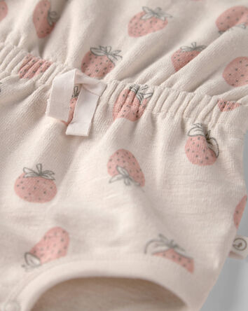 Baby Girl Organic Cotton Romper in Strawberry Print, 
