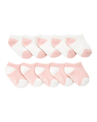 Baby 10-Pack No Show Socks - Pink/White, image 1 of 3 slides