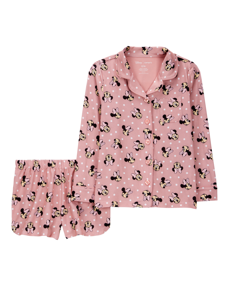 Kid Disney© Minnie Mouse Coat-Style Loose Fit 2-Piece Pajamas - Pink, image 1 of 3 slides