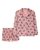 Kid Disney© Minnie Mouse Coat-Style Loose Fit 2-Piece Pajamas - Pink, image 1 of 3 slides