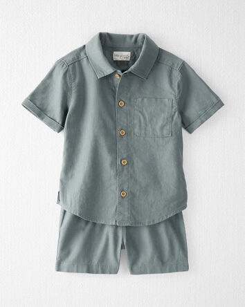 Toddler 2-Piece Button-Front Shirt and Shorts Set Made With Linen and LENZING™ ECOVERO™ , 