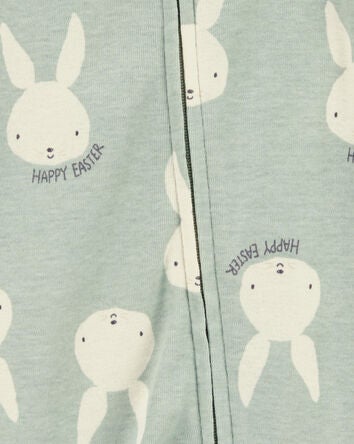 Baby Bunny 2-Way Zip Cotton Sleep & Play Pajamas - Green, 