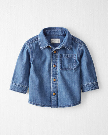 Baby Organic Cotton Chambray Button-Front Shirt, 