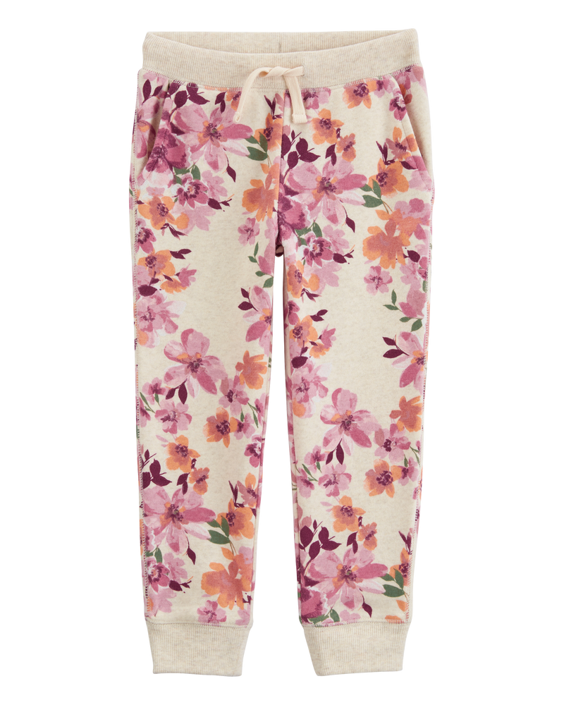 Baby Floral Print Fleece Joggers, image 1 of 4 slides