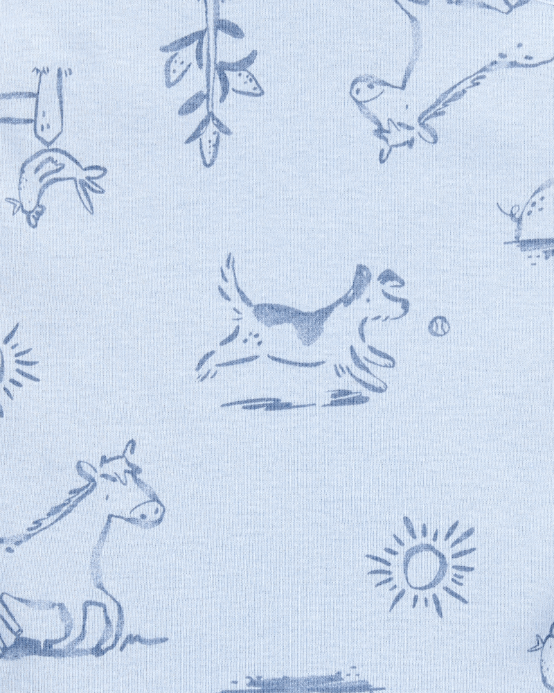 Baby Boy 5-Pack Dog Short-Sleeve Cotton Bodysuits - Blue, image 7 of 8 slides