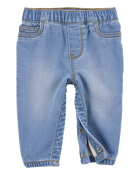 Baby Pull-On Jeans With Snap Leg Closures - Blue, image 2 of 5 slides