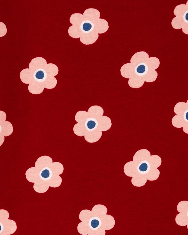 Burgundy Kid 4Piece Floral 100 Snug Fit Cotton Pajamas