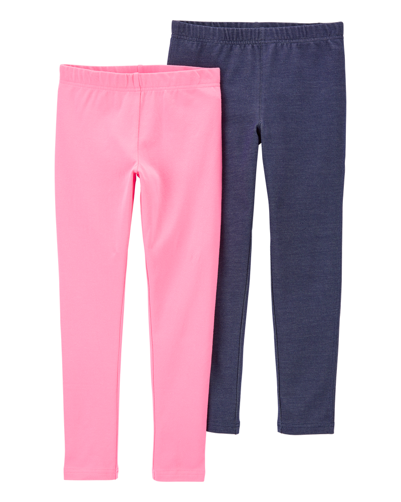 Kid 2-Pack Pink & Navy Leggings, image 1 of 1 slides
