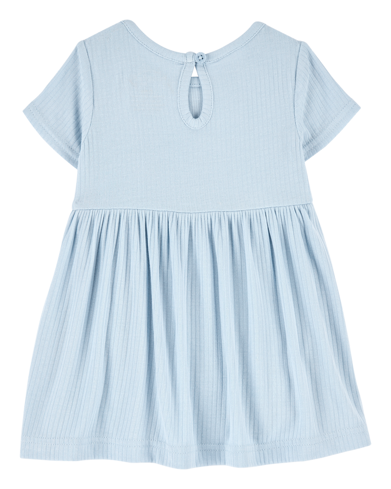 Baby Girl Solid PurelySoft Bodysuit Dress -Blue, image 3 of 7 slides