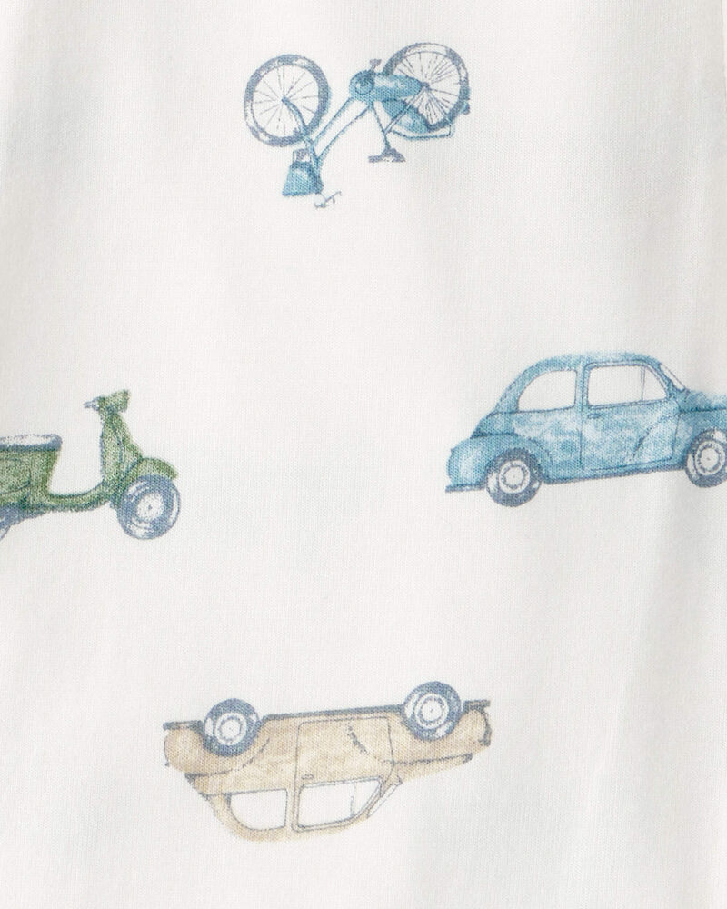 Baby Boy Car Print PurelySoft Footie 1-Piece Pajamas - Ivory, image 4 of 6 slides