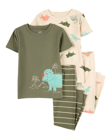 Toddler 4-Piece Dinosaur Cotton Pajamas, 