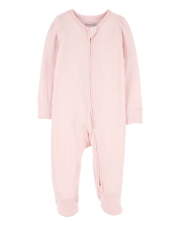 Baby Girl Solid 2-Way Zip PurelySoft Sleep & Play Pajamas - Light Pink, 