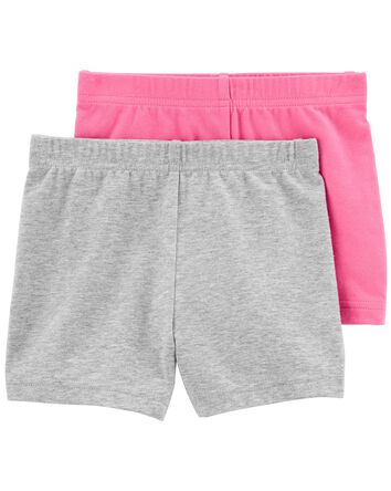 Toddler 2-Pack Pink/Grey Bike Shorts, 
