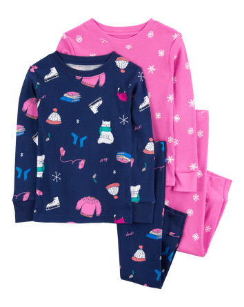 Toddler 4-Piece Winter Print Cotton Blend Pajamas, 