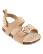 Baby Floral Buckle Faux Cork Sandals - Brown, image 1 of 7 slides