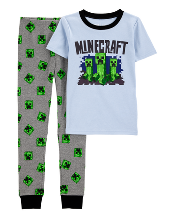 Kid Minecraft Snug Fit Cotton 2-Piece Pajamas - Blue, 
