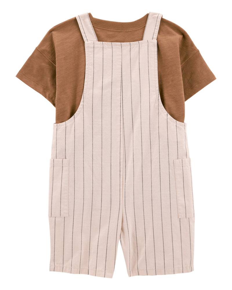Toddler 2-Piece Tee & Striped Shortall Set, image 2 of 7 slides