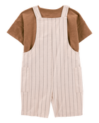 Toddler 2-Piece Tee & Striped Shortall Set, image 2 of 7 slides