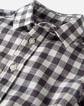 Baby Gingham Button-Front Shirt Made With Linen, 