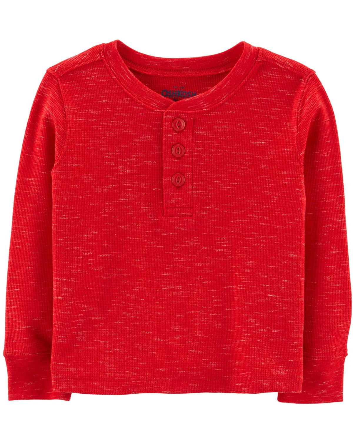 Thermal Henley Tee, Red, hi-res
