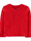 Thermal Henley Tee, Red, hi-res