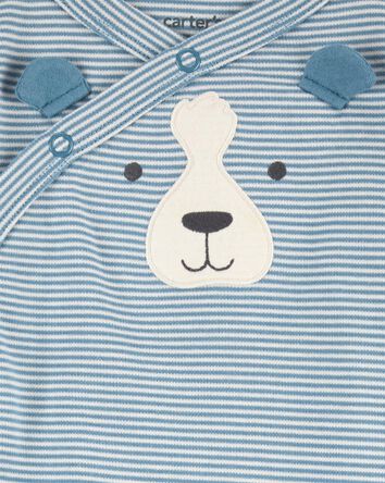 Baby Striped Dog Side-Snap Cotton Sleep & Play Pajamas, 