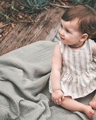 Baby Striped Sunsuit Made with Organic Cotton and Linen Blend, image 5 of 6 slides