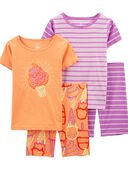 Orange/Purple Kid 4-Piece Ice Cream 100% Snug Fit Cotton Pajamas ...