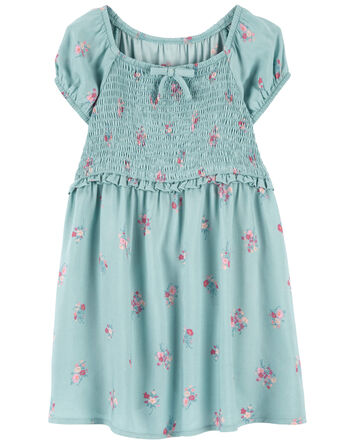 Toddler Floral Print Smocked Dress, 