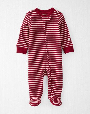 Baby Waffle Knit Sleep & Play Pajamas Made with Organic Cotton in Stripes, 