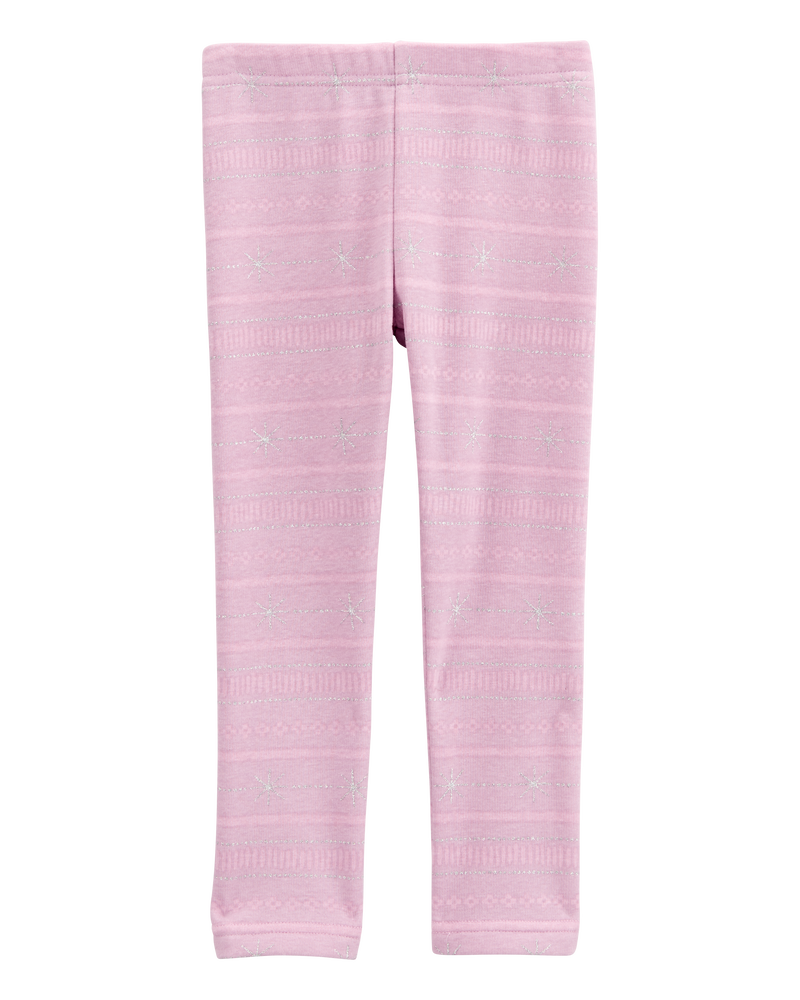 Toddler Girl Glitter Snowflake Cozy Fleece Leggings, image 4 of 7 slides