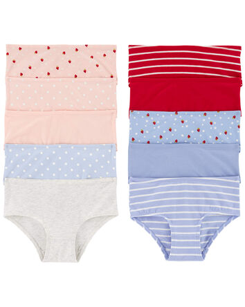 Kid 10-Pack Strawberry Brief Stretch Cotton Undies, 