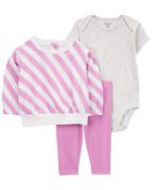 Baby 3-Piece Striped Little Pullover Set, image 1 of 4 slides