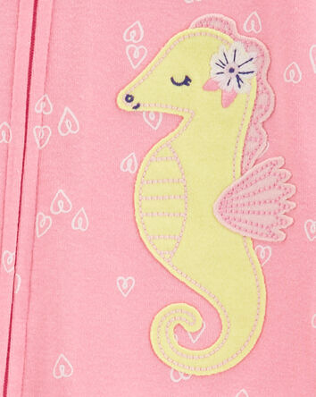 Toddler 1-Piece Sea Horse 100% Snug Fit Cotton Footless Pajamas, 