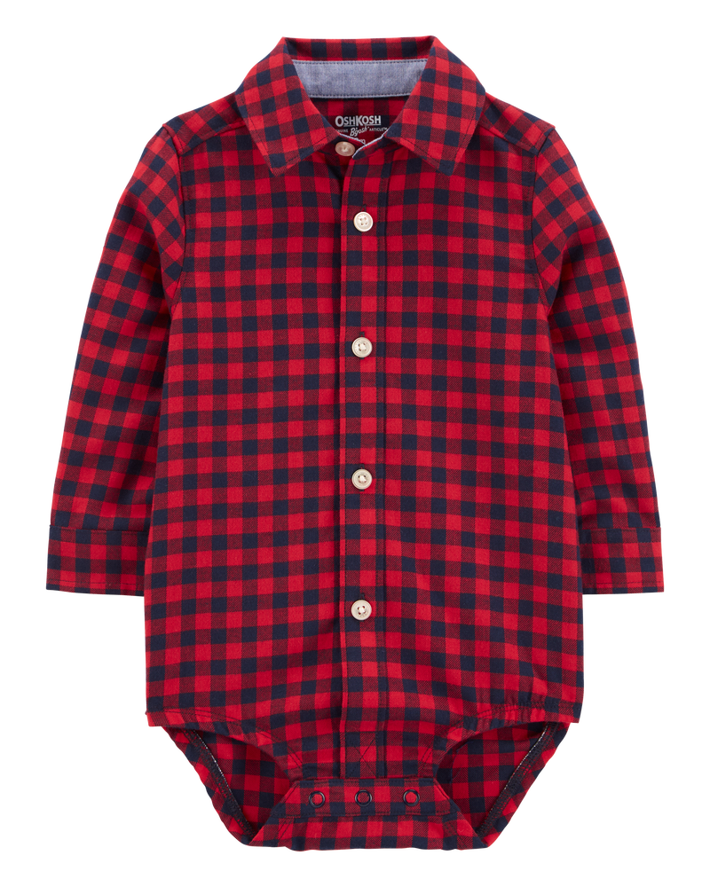 Baby Plaid Button-Front Bodysuit, image 2 of 4 slides
