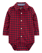 Baby Plaid Button-Front Bodysuit, image 2 of 4 slides