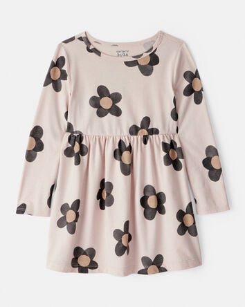 Toddler Girl Floral Print Long-Sleeve Dress - Ivory, 
