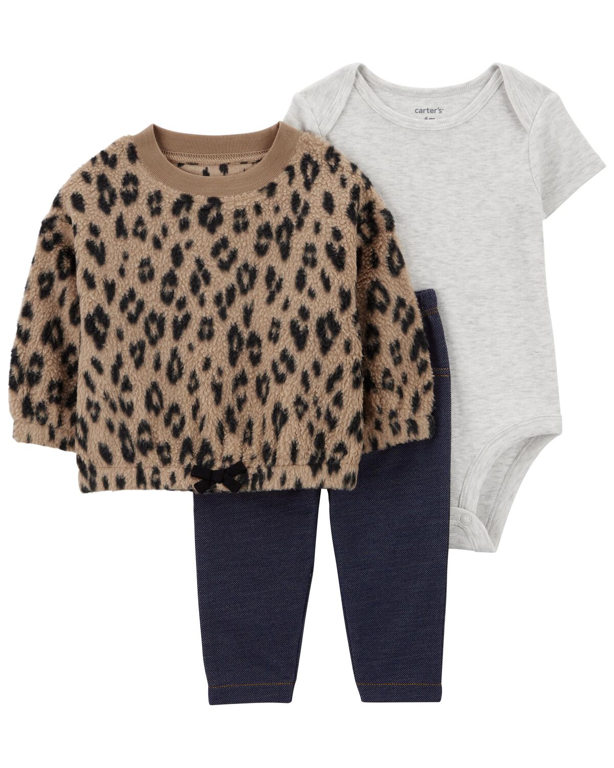 Baby 3-Piece Leopard Sherpa Sweater Set