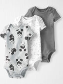 Panda, Star, Striped - Baby 3-Pack Organic Cotton Rib Bodysuits
