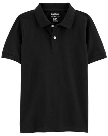 Kid Black Piqué Polo Shirt, 